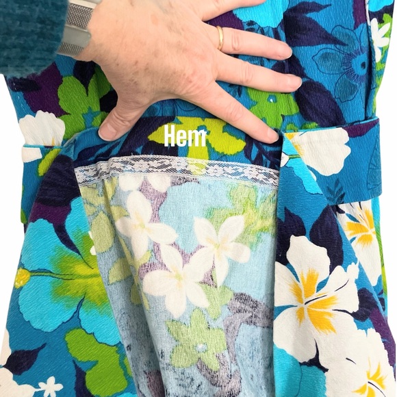 Vtg Dress Handmade Bespoke Hand Sewn Floral Crepe Cotton Summer Homemade - Picture 6 of 15